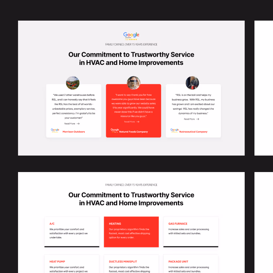 How Much service page website design