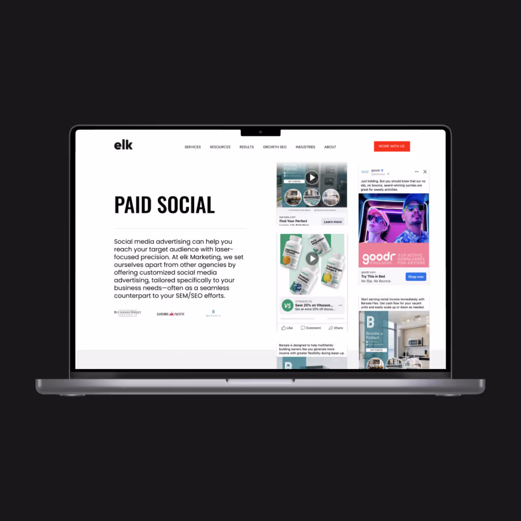 Elk Marketing website homepage