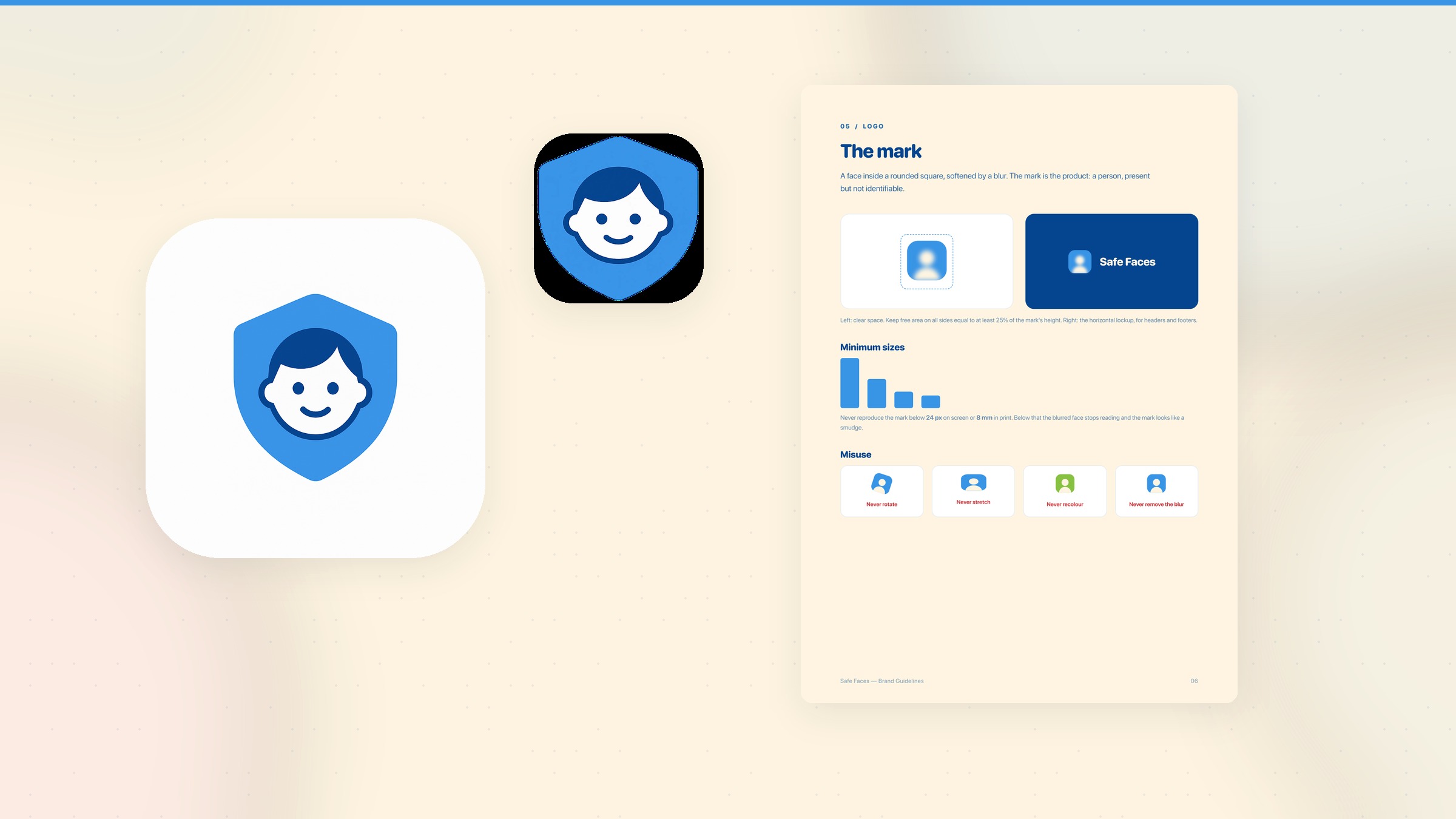 Safe Faces logo and app icon — rounded face mark