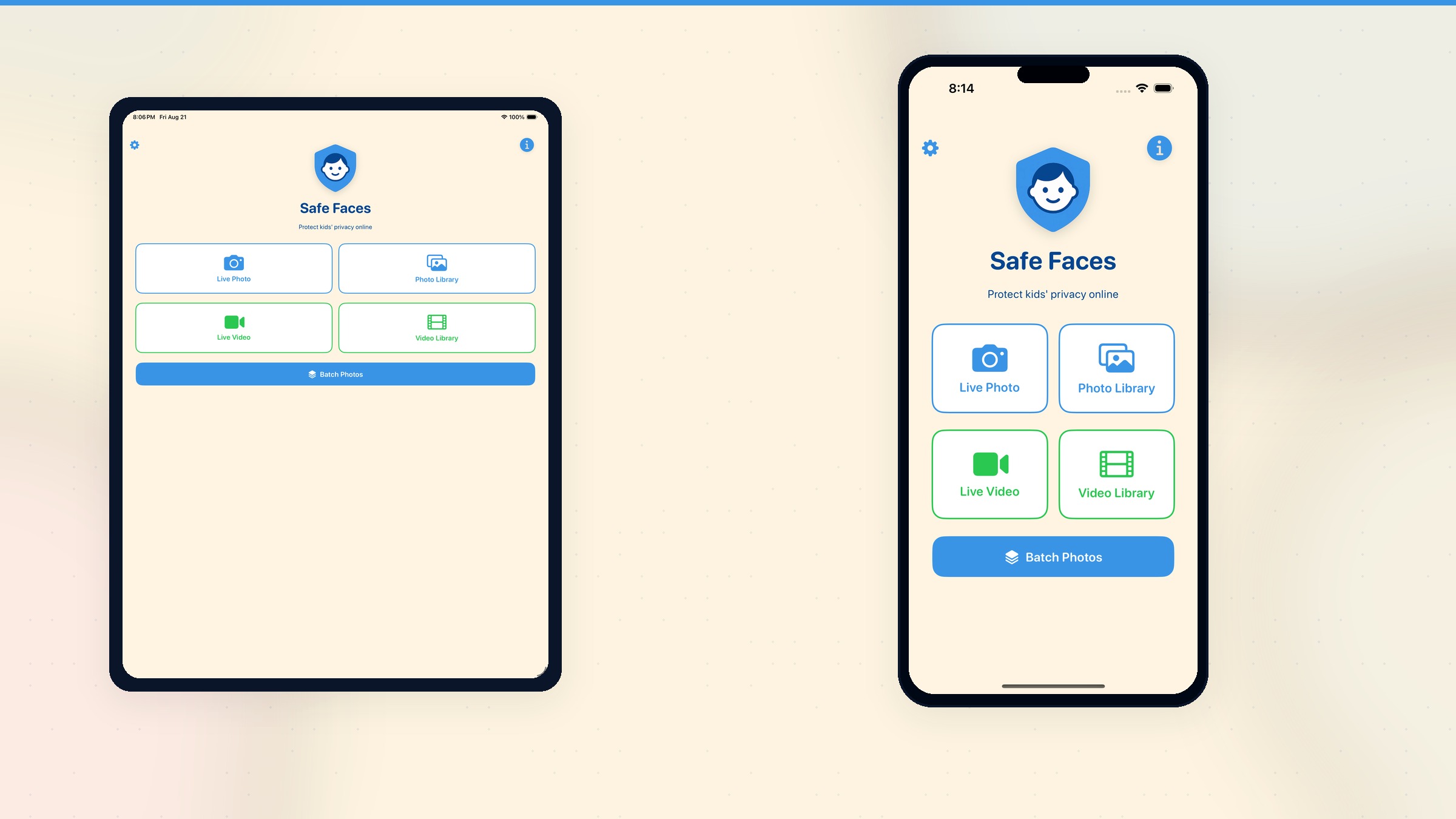 Safe Faces native SwiftUI app on iPhone and iPad