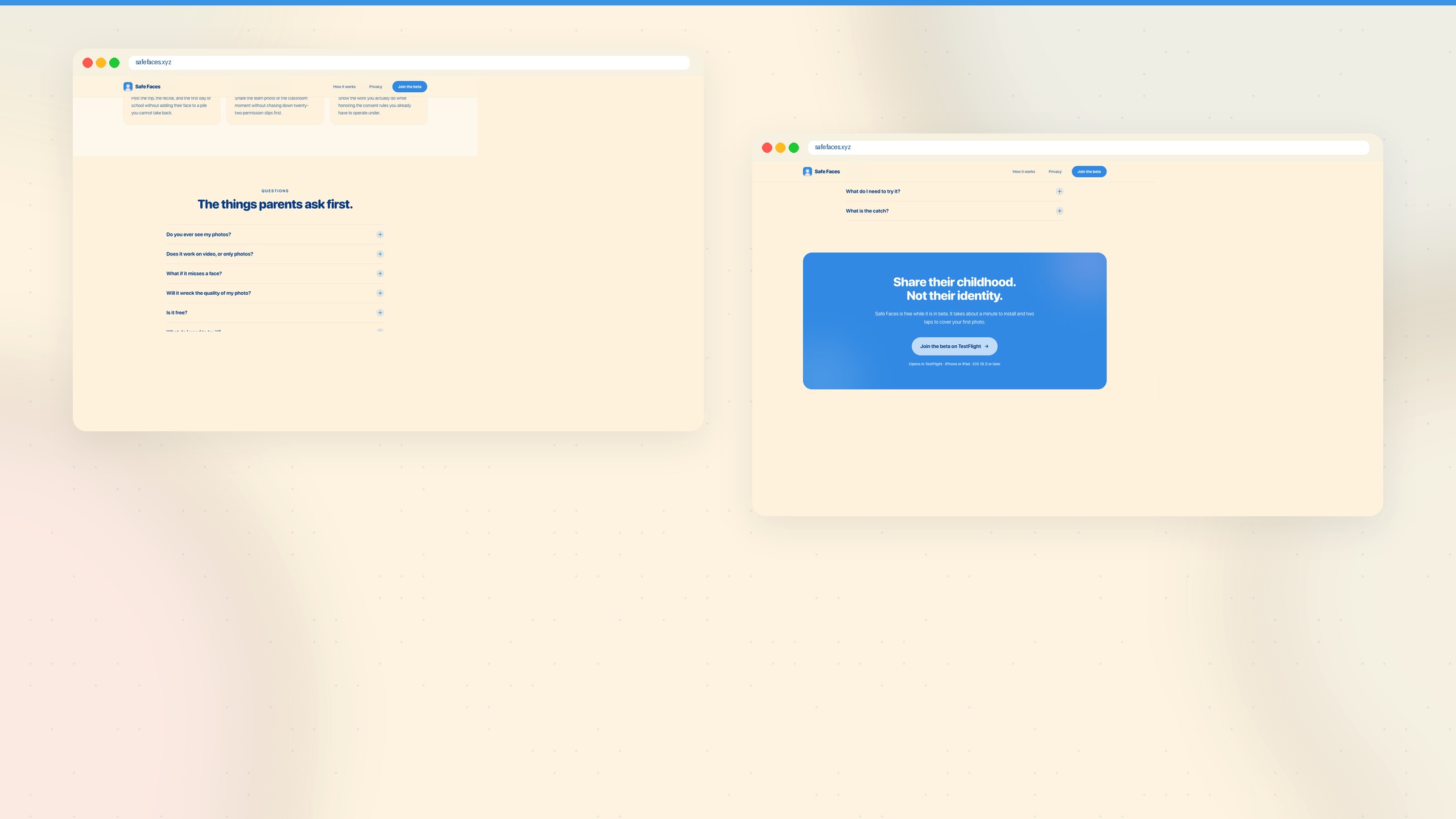 Safe Faces TestFlight acquisition funnel