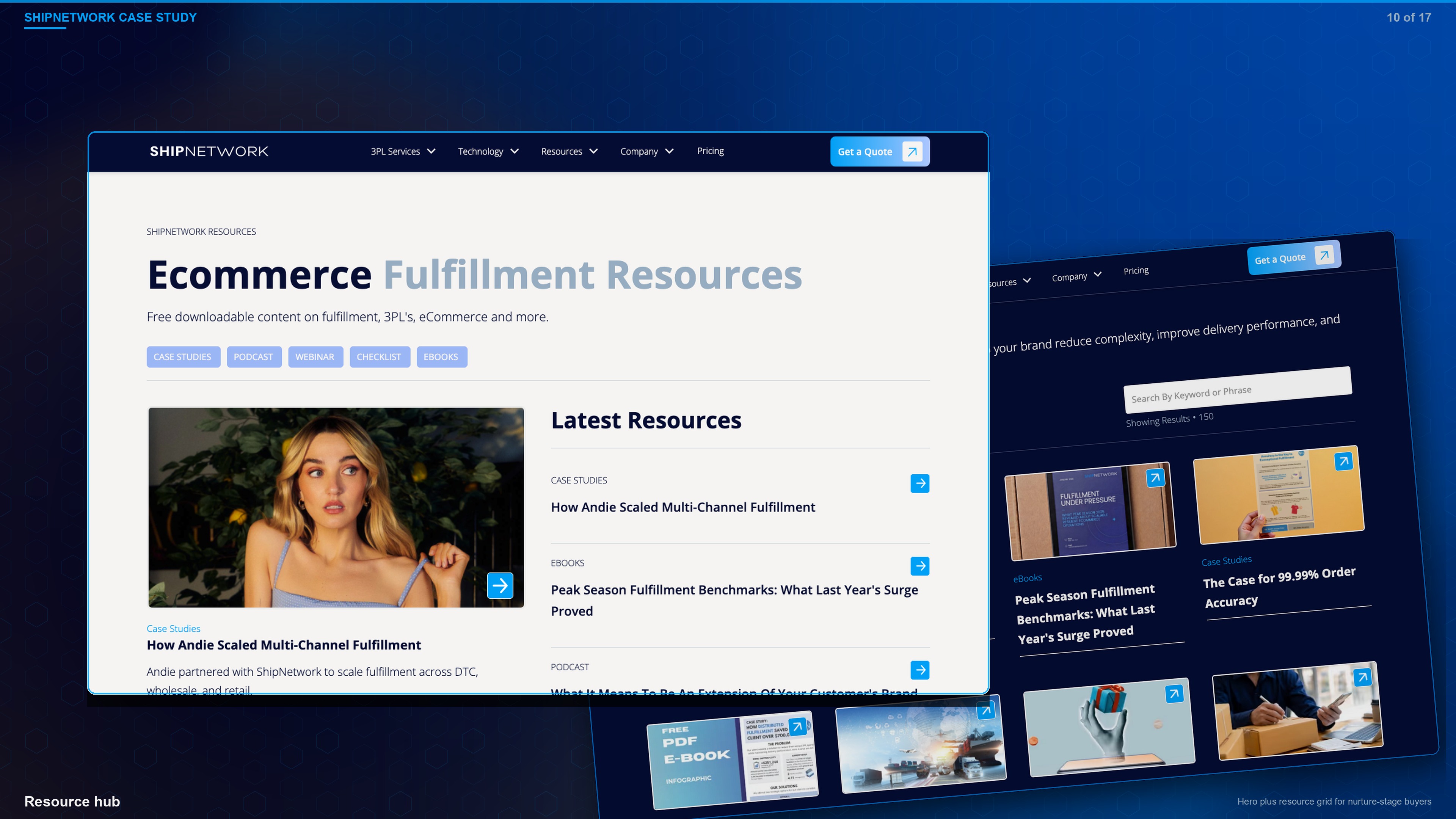 ShipNetwork resources hub — hero and resource grid
